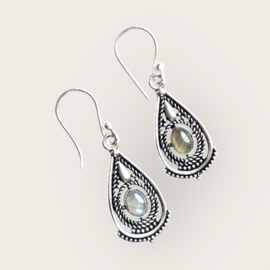 Boho Labradorite Earrings Brass