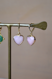 Rose Quartz Heart Gold Plated Earrings