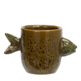 Stoneware Flower Pot W/ Fish / Madam Stoltz