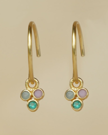 Multi Stone Hanging Triplicity Gold Vermeil Earrings / Muja Juma Oorbellen
