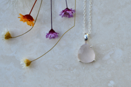 Rose Quartz Necklace Sterling Silver