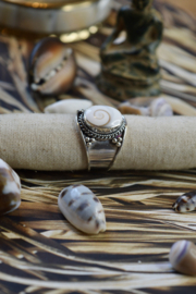 Tribal Shiva Shell Ring Sterling Silver