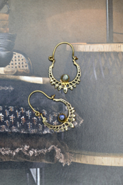Bohemian Labradorite Hoops Brass
