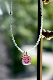 Amazoniet en Roze Toermalijn Ketting - Sterling Silver