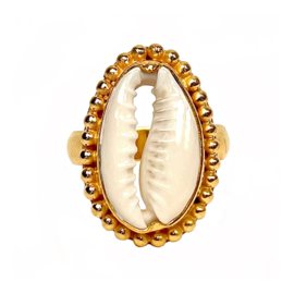 Cowrie Shell Ring Gold Vermeil