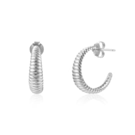 Striped Half Hoop Studs Sterling Silver Oorstekers