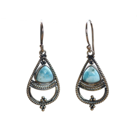 Larimar Bohemian Earrings Sterling Silver / Oorbellen