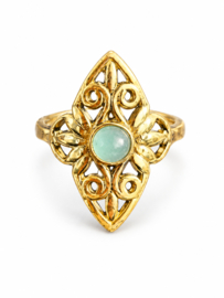 Chalcedoon Filigree Ring - Brass