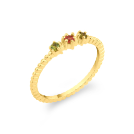 Tourmaline 3-Stone Ring Gold Vermeil