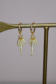 Feather Hoop Earrings - Zirconia - Gold Vermeil Oorbellen