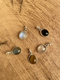 Oval Gemstone Pendant Silver Silver 