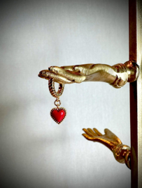 Red Heart Twisted Hoop Gold Plated