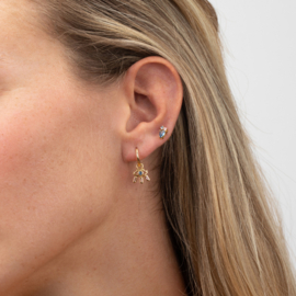 Multi Zirconia Eye Hoop Earrings Gold Vermeil
