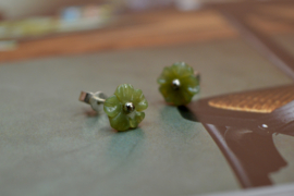 Aventurijn Bloem Oorknopjes - Sterling Silver