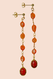 Sunset Carneool Oorstekers - Gold Plated