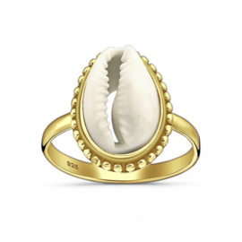Dotted Cowrie Shell Ring Gold Vermeil 19