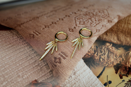 Feather Hoop Earrings - Zirconia - Gold Vermeil Oorbellen
