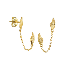 Wing Chain Oorstekers - Gold Vermeil