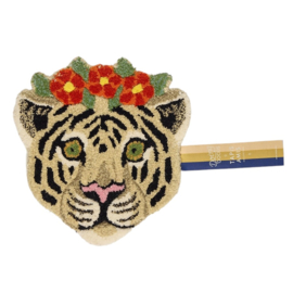 Floral White Tiger Head Rug / Doing Goods