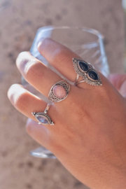 Moonstone Star Gazer Ring Sterling Silver