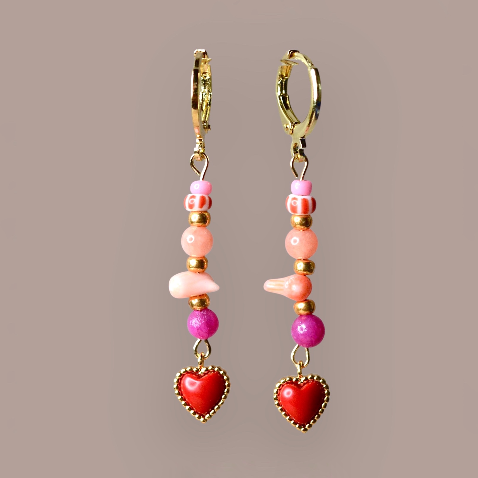 Mixed Heart Earrings Gold Plated