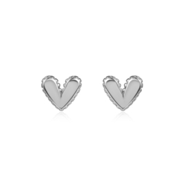 Heart Ear Studs Sterling Silver / Oorstekers