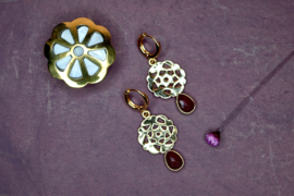 Dreamcatcher Granaat Oorbellen - Gold Plated