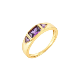 Suraj Amethyst Zircon Ring Gold Vermeil