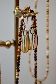 Tigereye, Rosequartz & Brass Necklace