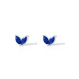 Sapphire Zirconia Flower Studs Sterling Silver Oorstekers