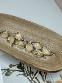 Glazen Druppel Bedel Silver Plated