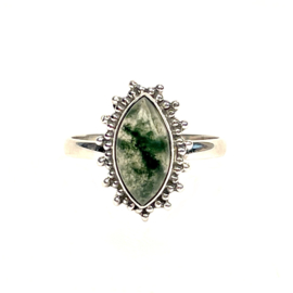 Sunny Marquise Moss Agate Ring Sterling Silver