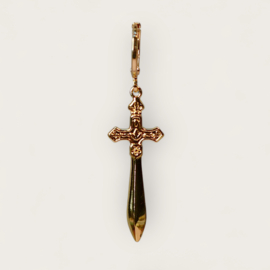 Cross Sword Single Earring Gold Plated