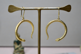Moon Shaped Snake Earrings Brass