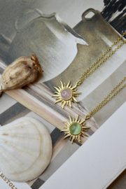 Rose Quartz Sun Necklace Gold Vermeil