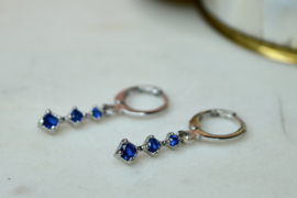 Neela Tara Dangle Hoops - Silver Plated