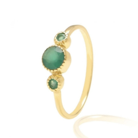 Green Onyx 3-Stone Ring Gold Vermeil