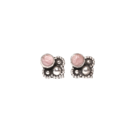 Rhodochrosite Crown Studs Sterling Silver Oorstekers