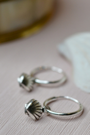 Hanging Shell Hoops Sterling Silver