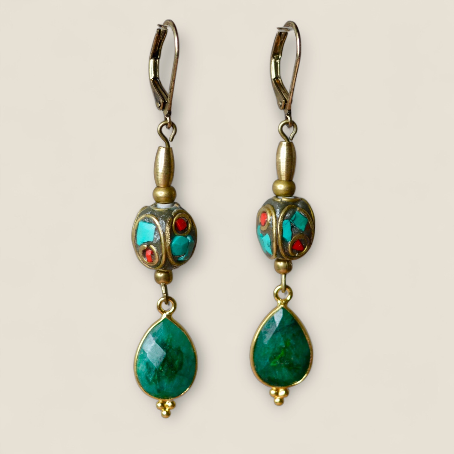 Pathura Green Gemstone Earrings