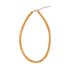 Mustard Yellow Jade Necklace Gold