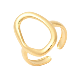 Open Oval Ring - Stainless Steel Goud