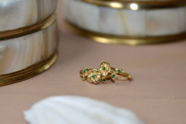 Green Zircon Flower Hoops Gold Plated