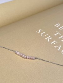 Rose Quartz Beads Bracelet Sterling Silver