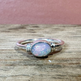 Oval Opal Ring Sterling Silver