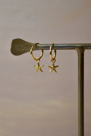 Hanging Starfish Hoops Gold Vermeil