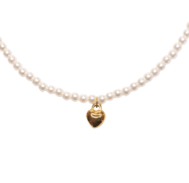 Pearl Heart Gold Stainless Steel Necklace