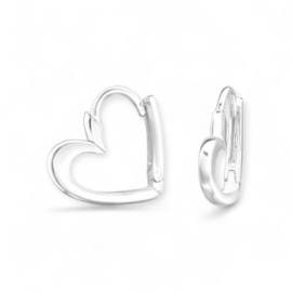 Heart Huggie Hoops Sterling Silver