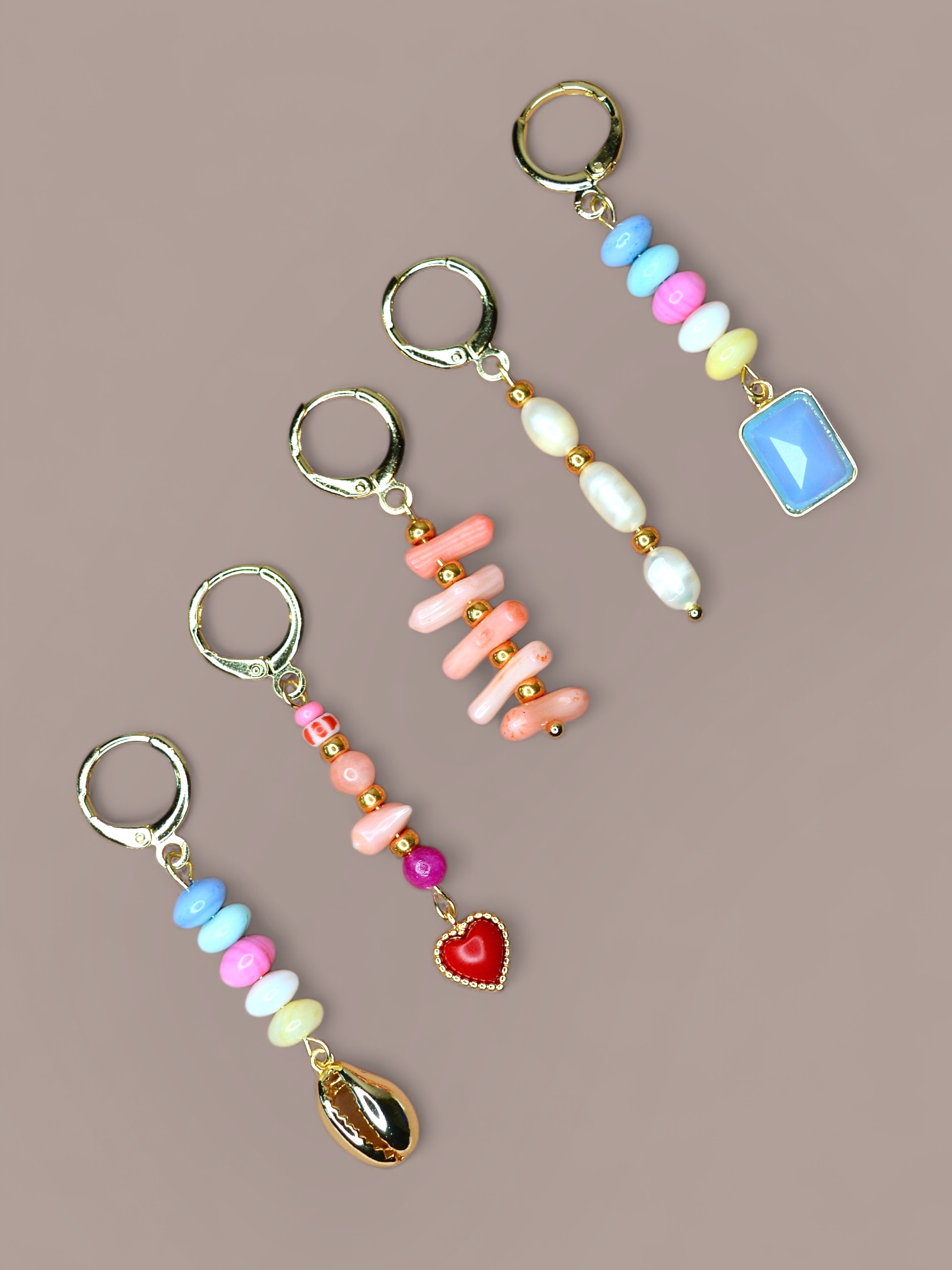 Peach Coral Earrings Gold Plated