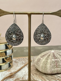 Large Bali Tear Drop Earrings Sterling Silver Oorbellen